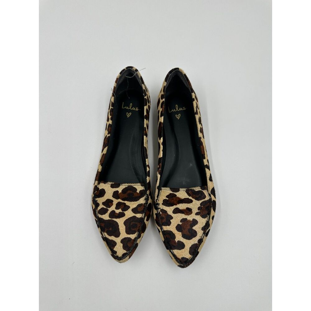Lulu's Emmy Leopard Suede Pointed Toe Loafers Sz 6.5 Flat Shoes EUC